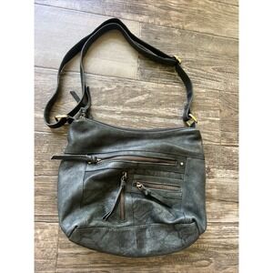 Great‎ American Leatherworks Gray Leather Purse Handbag Shoulder Bag Pockets